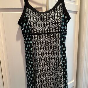 Black, White, Teal Patterned 🩱Swim dress